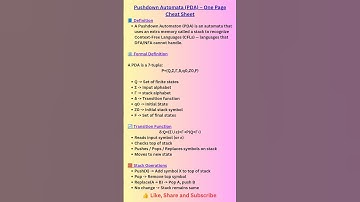 Pushdown Automata  | PDA Cheat Sheet for TOC 🔥 #shorts #youtubeshorts #toc #computerscience