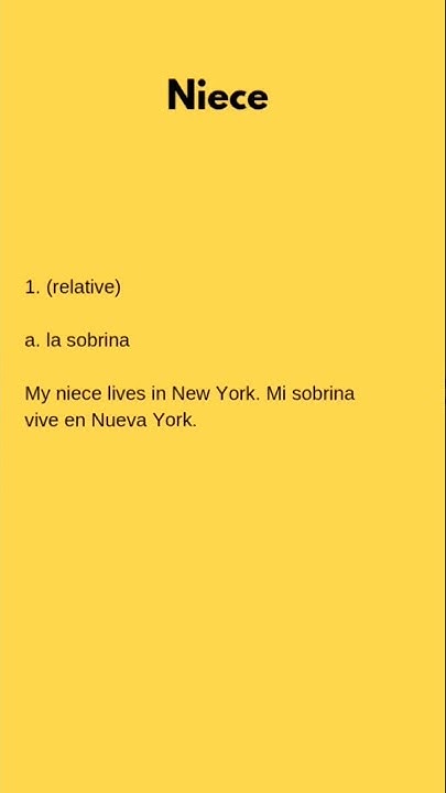How To Say Niece In Spanish