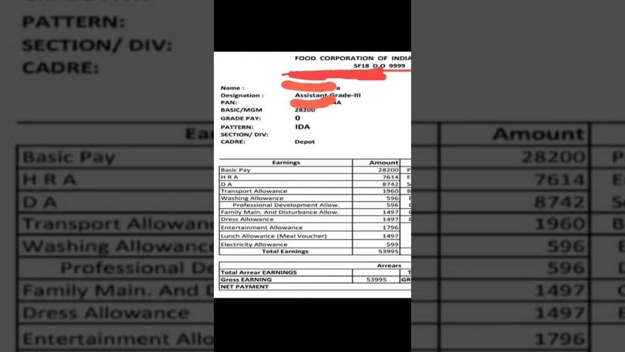 Fci Ag3 salary slip Latest 2023 |Promotion -Transfer Zone to Zone| 