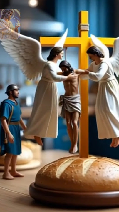 🍞✝️ Angels at the Cross | Miniature Jesus on Bread Land Diorama ✨#shorts #jesus