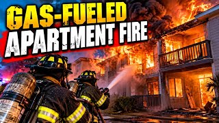 🔥 Firefighters Battle INTENSE Gas-Fueled Apartment Fire | Structure Fire Attack