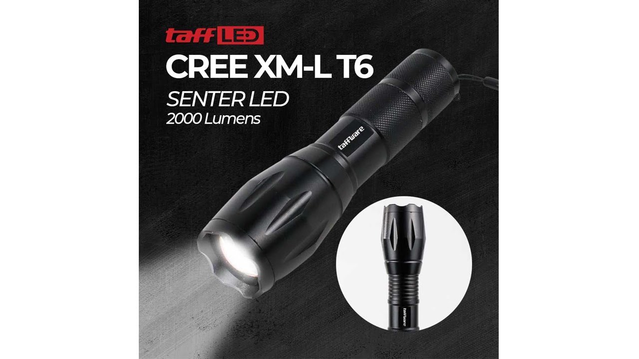 TaffLED Paket Senter LED Cree XM-L T6 + Baterai 18650 + Charger - E17 - OMFL4BBK