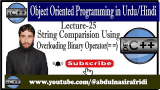 Lecture-25| Binary Operator| Comparison Operator Overloading for String Data in Urdu/Hindi