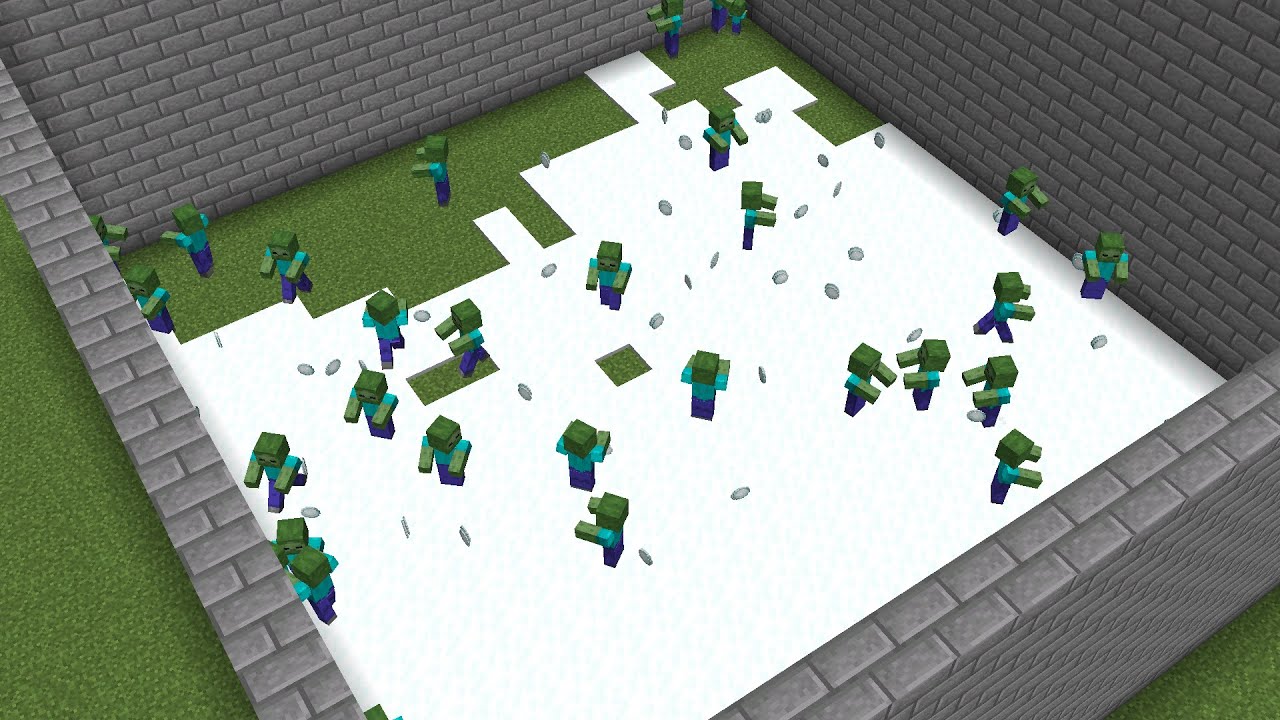 Minecraft 50 Snow Golems vs. 30 Zombies 
