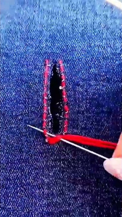 Cara Menjahit Celana Denim Bolong #shorts #pinterest #sewing #sewinghacks #sewingtutorial