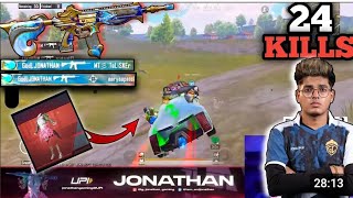 24 KILLS! JONATHAN FASTEST RUSH GAMEPLAY/FOREST ELF SET | 3.2 Update Bgmi