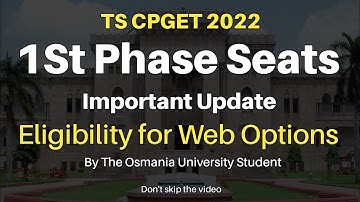 TS CPGET 2022 | Eligible For Web Options|Osmania University Hyderabad #cpget2022