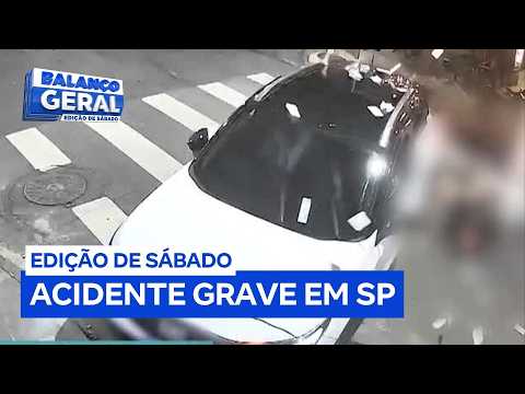 Driver ignores stop sign, hits taxi, and strikes three people in western São Paulo