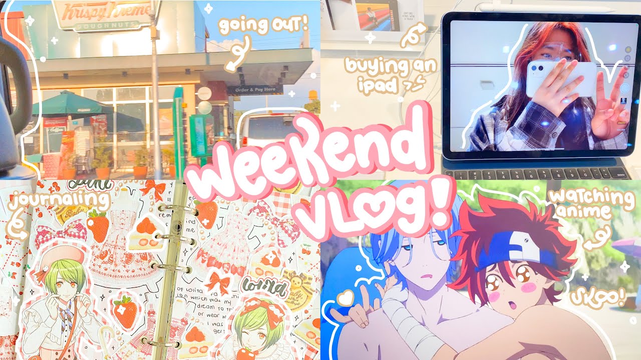 weekend vlog 🍰 : getting an ipad, anime journaling + flip through, genshin, watching anime !