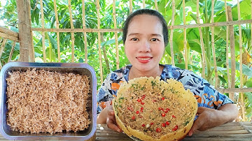 Best Crispy Savory Rice Cracker and Pork floss making, Yummy crispy  rice  with pork floss.