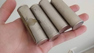 These 4 batteries were test samples obtained from the factory.
official model number is sanyo/panasonic ncr21700a. electronic load
used to measur...