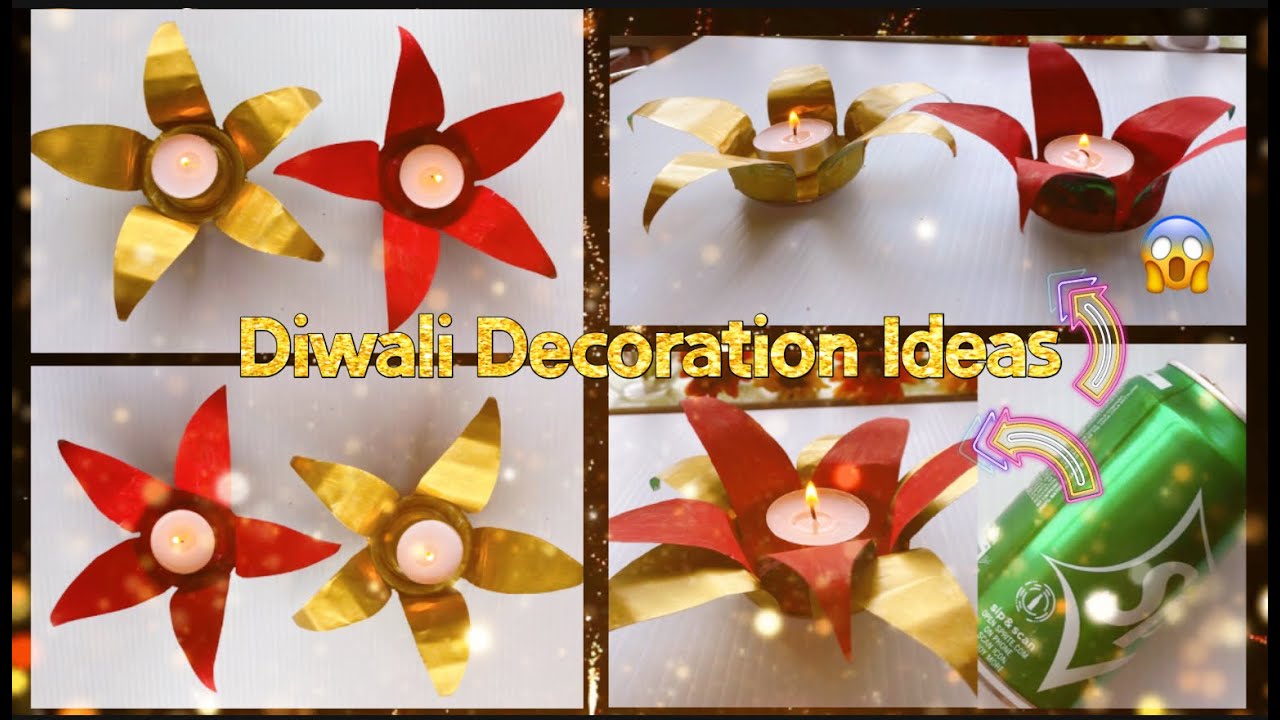 Easy Diwali Decoration Ideas | Tea light Candle Holder | Diya Holder ...