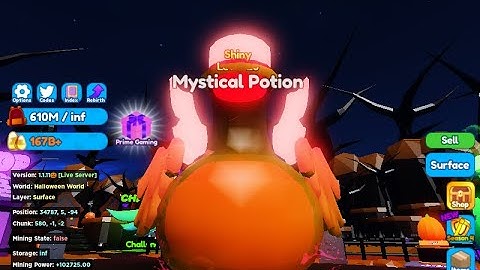 I created the SHINY Mystical Potion in Mining Simulator 2 Halloween Event!