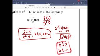 College Algebra Lesson 2.2 The Algebra of Functions 