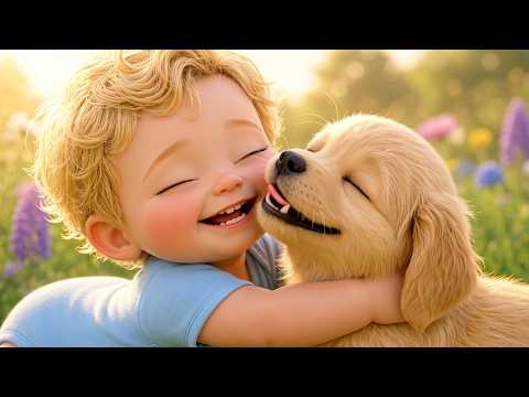 Baby and Puppy in a Flower Field | Flowers - Miley Cyrus (Bossa Nova Brain)
