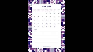 July 2026 Calendar | Printable A4 &amp; US Letter | Portrait &amp; Landscape | Free PDF Download | July 2026