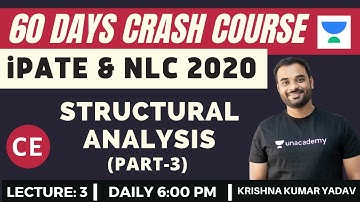 L3: Structural Analysis (Part-3) | 60 Days Crash Course for NLC & iPATE 2020 Exam (CE)