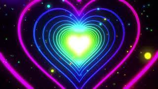 Neon Lights Love Heart Tunnel and Colorful Rainbow Glowing Particles 4K Moving Wallpaper Background screenshot 3