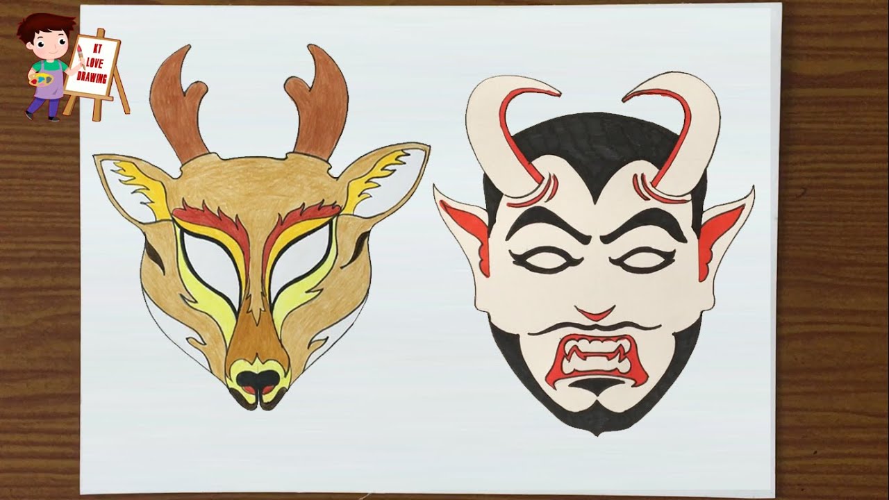 Vẽ mặt nạ | Cách vẽ mặt nạ mỹ thuật 8 | How to draw Mask - YouTube