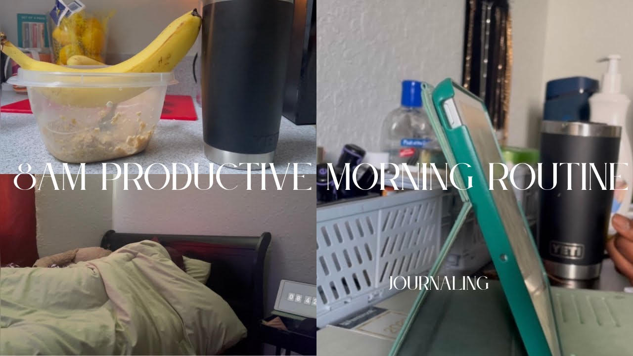 8 am productive morning routine gym journaling healthy breakfast - YouTube
