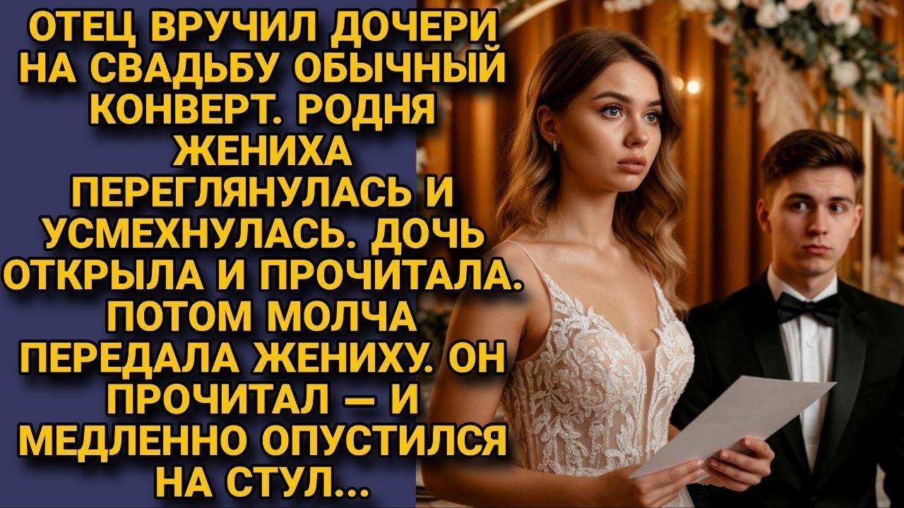 Отец вручил дочери на свадьбе обычный конверт. Жених прочитал — и медленно опустился на стул...