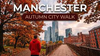 MANCHESTER, England Autumn Morning | Calm Suburbs To Famous Skyline | 4K Walking Tour