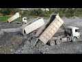 Awesome Action With SHACMAN Dump Truck and SHANTUI Bulldozer Pushing Rock to Build New Projects