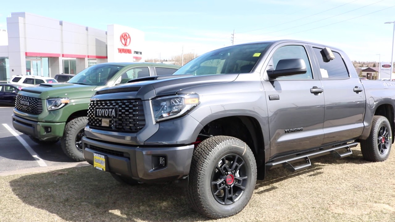 Two 2020 Toyota Tundra TRD Pros - Magnetic Grey Metallic and Army Green