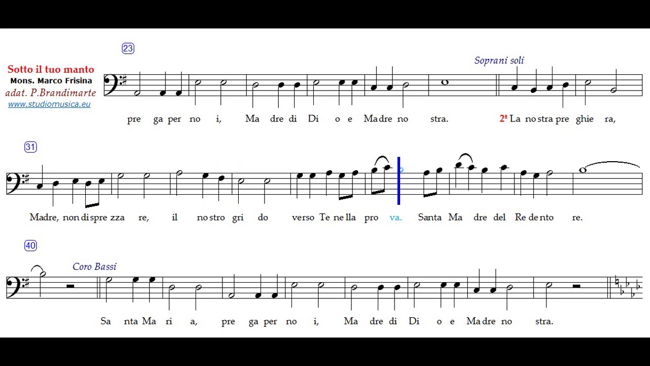Sotto il Tuo Manto - Marco Frisina - Bassi - YouTube