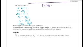 Yr 11 Ext 1 Further Graphs 7 - Inverse function notation