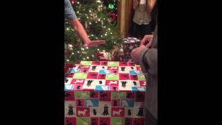 Dad opens Christmas gift to find the best surprise ever.