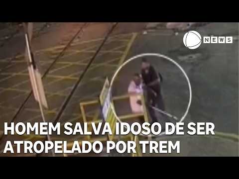 Man saves elderly man from being hit by a train