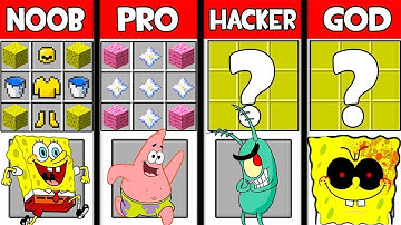 Minecraft Battle: SPONGEBOB EXE CRAFTING CHALLENGE - NOOB vs PRO vs HACKER vs GOD - Animation
