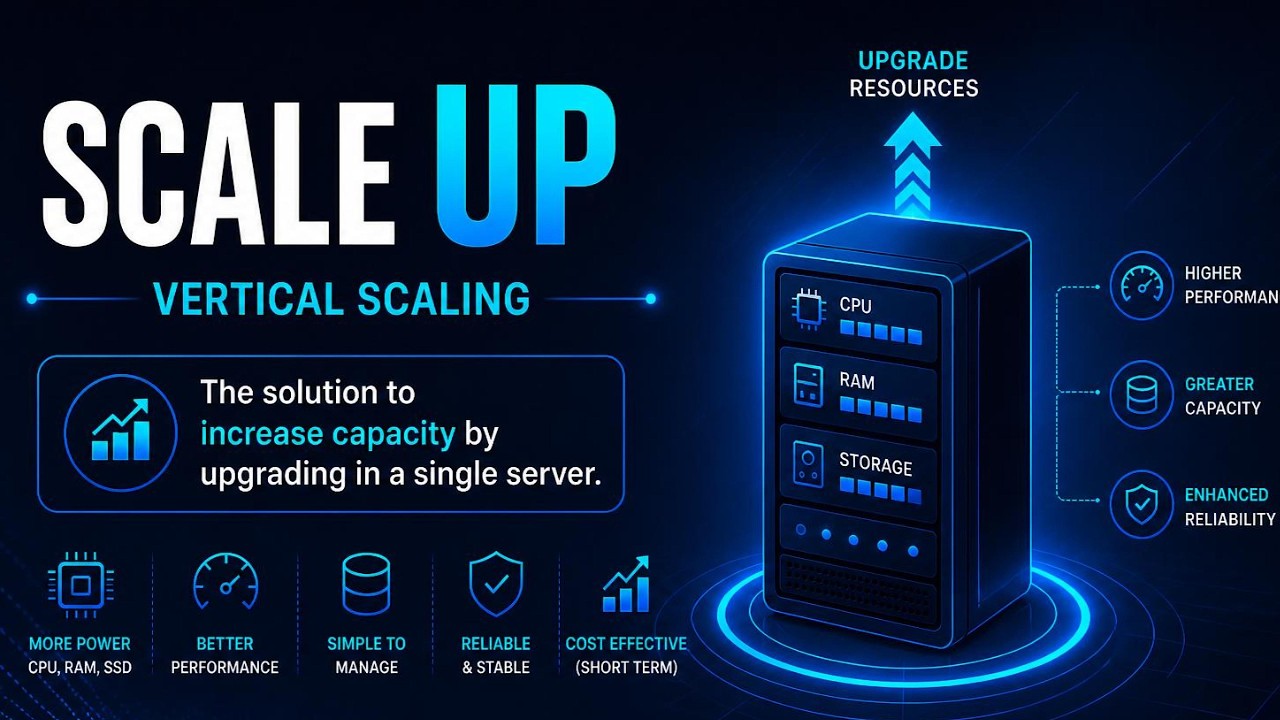 Scale Up Explained | Vertical Scaling in System Design (Telugu ...