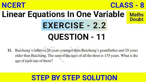 Class - 8th, Ex - 2.2, Q11 ( LINEAR EQUATIONS IN ONE VARIABLE ) Maths NCERT CBSE