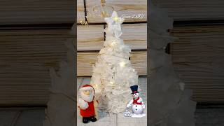 White Christmas tree made of paper towel #handmade#homedecor#diyhomedecor#christmas#craft#recycling