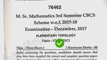 2017 Mdu MSc Maths 3rd Sem Elemetry Topology Question Paper