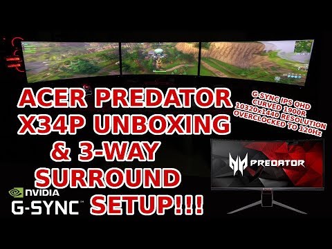 Acer Predator X34P Curved Ultrawide QHD IPS G-Sync 120Hz Unboxing & Surround Gaming Setup