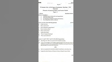 VI Semester BSc Physics (NEP) May/June 2025  Paper-I: Elements of Condensed Matter & Nuclear Physics