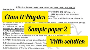 11 Physics sample paper 2 term-2 #physics #sample_paper_2 #pseb #Rimple_mam