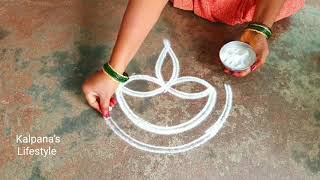 Diwali special velaku flowers padi kollam easy rangoli design pandaga muggulu