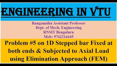 Problem #5 on 1D bar using Elimination Approach, [Module II, Lecture-11], #FEA, #17ME61, #VTU