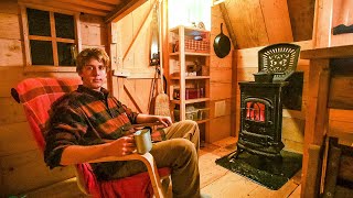 I'm FINISHING the Interior In the Off Grid Tiny Cabin | Bed, Kitchen, Rainwater Harvesting | EP 11