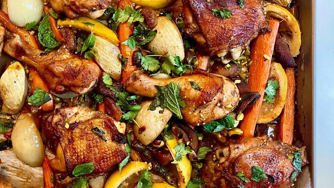 Moroccan roast chicken with apricots