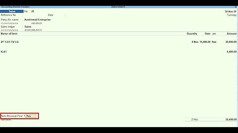 Tally Add On : Auto Receipt Creation in Sales Invoice in Tally Prime software.