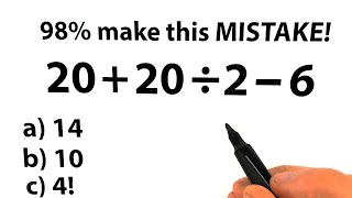 20 + 20 ÷ 2 - 6 = ❓