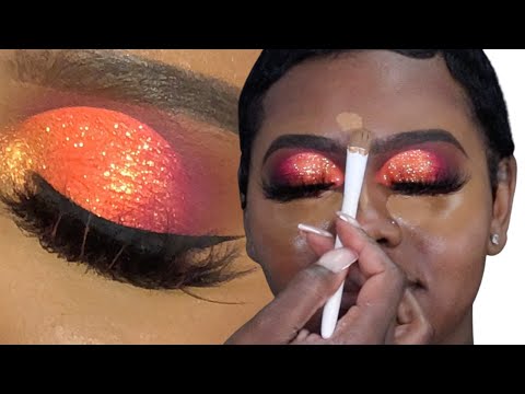 Fall Glam Makeup Tutorial | Orange Glitter Cut Crease