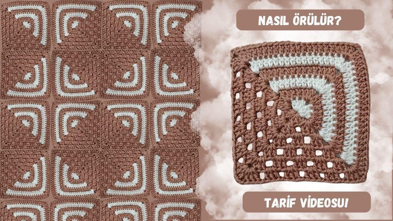 Yeni ve Farklı Tığ İşi Motif Modeli /Pinterest  Motifi /3D Görünümlü Kolay Battaniye Kırlent Modeli