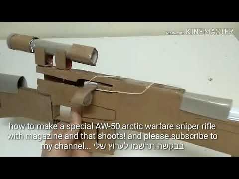 How To Make A Cardboard Special Aw 50 Arctic Warfare Sniper Rifle With Magazine That Shoots Youtube