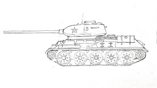 Как нарисовать танк Т-34-85 карандашом поэтапно | How to draw a tank T-34 with a pencil